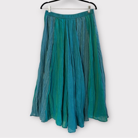 Coldwater Creek turquoise mixed print gauze skirt - Picture 2 of 7